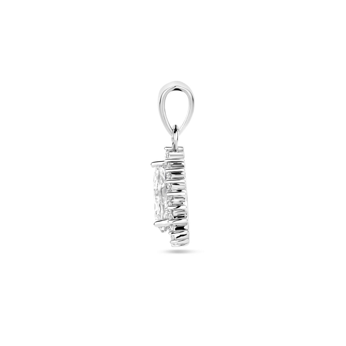 pendant zirconia halo silver rhodium plated