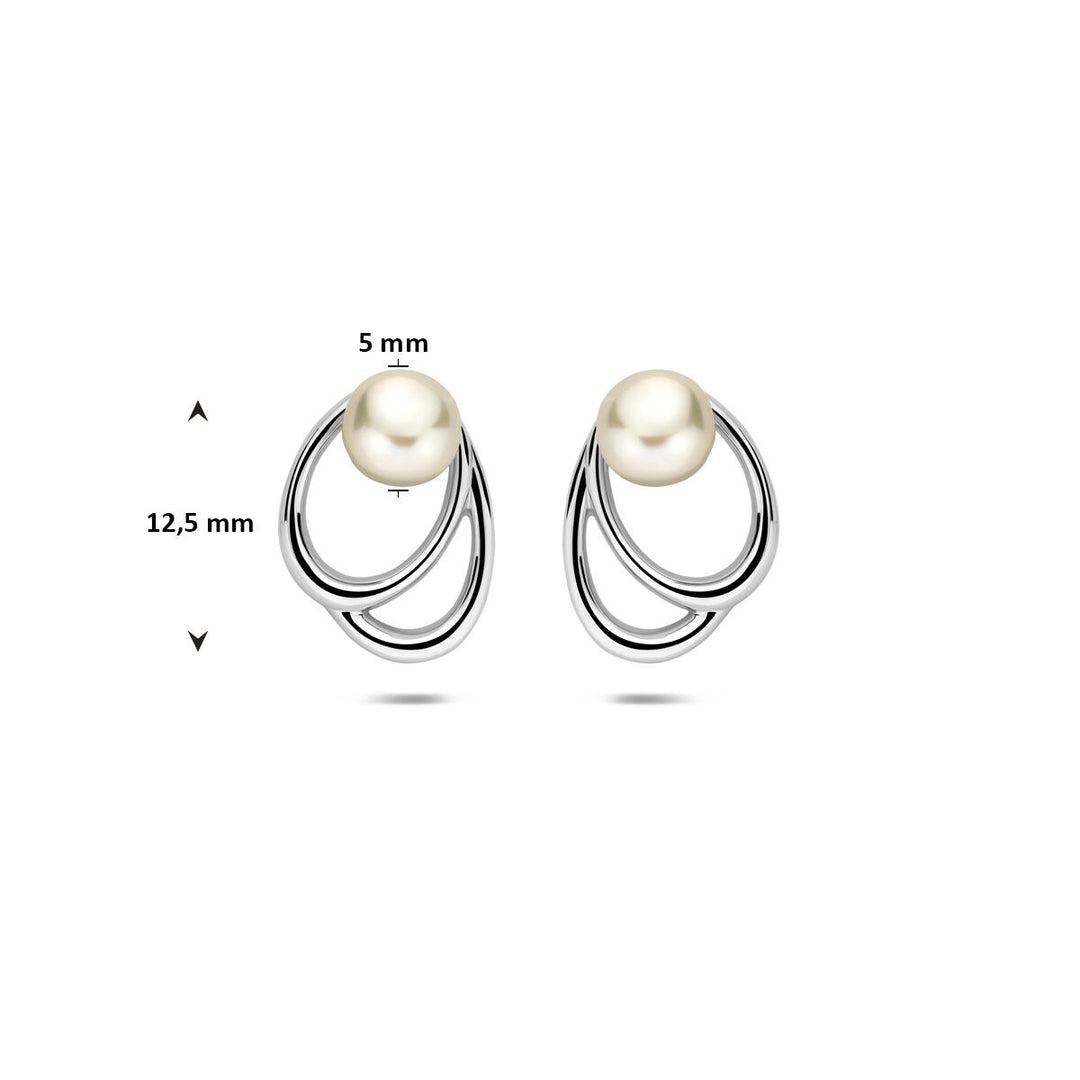 Zilveren oorknopjes met witte parel – gerhodineerd 925 zilver 12,5 mm