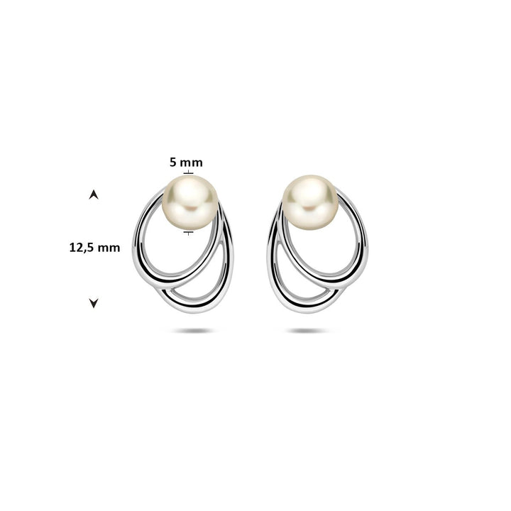 Zilveren oorknopjes met witte parel – gerhodineerd 925 zilver 12,5 mm