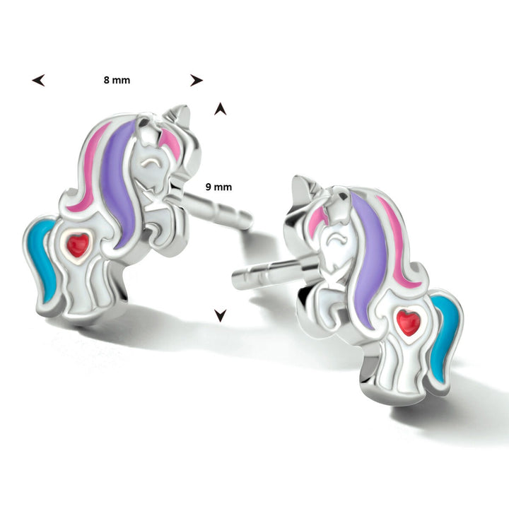 925 Gerhodineerd Zilveren Oorknoppen Eenhoorn