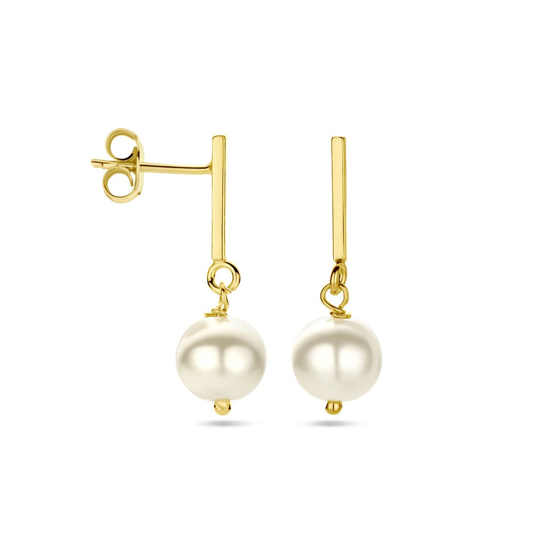 Verguld zilveren oorhangers met zoetwaterparel
