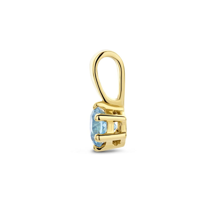 9k geelgouden hanger met blauwe topaas