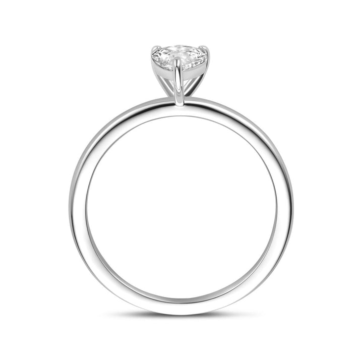 Zilveren solitaire ring met peer geslepen zirkonia
