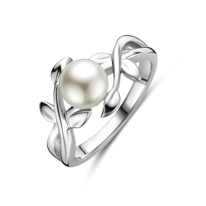 Zilveren ring met parel – gerhodineerd