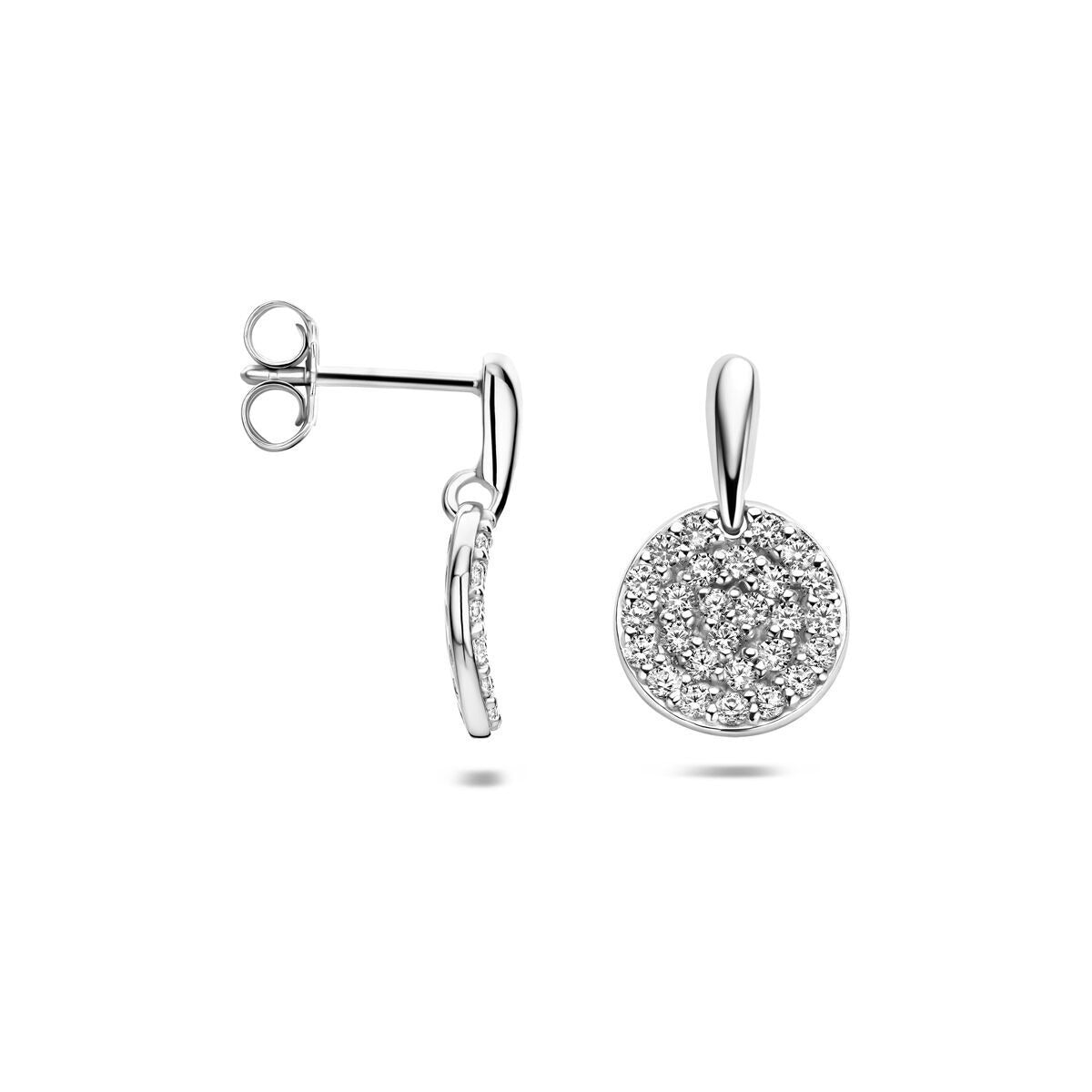Gerhodineerd zilveren oorhangers met pavé zirkonia