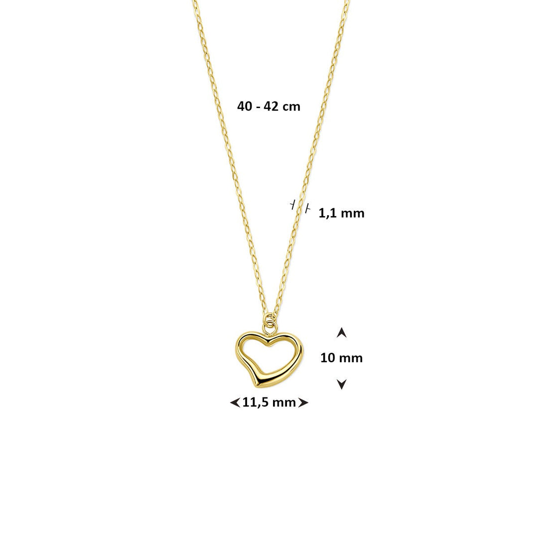 14k Geelgouden collier met hart hanger