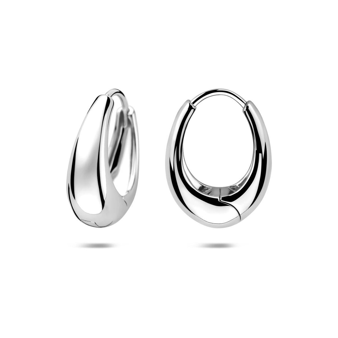 Zilveren klapoorringen gerhodineerd – stijlvolle dames oorringen met moderne vormgeving