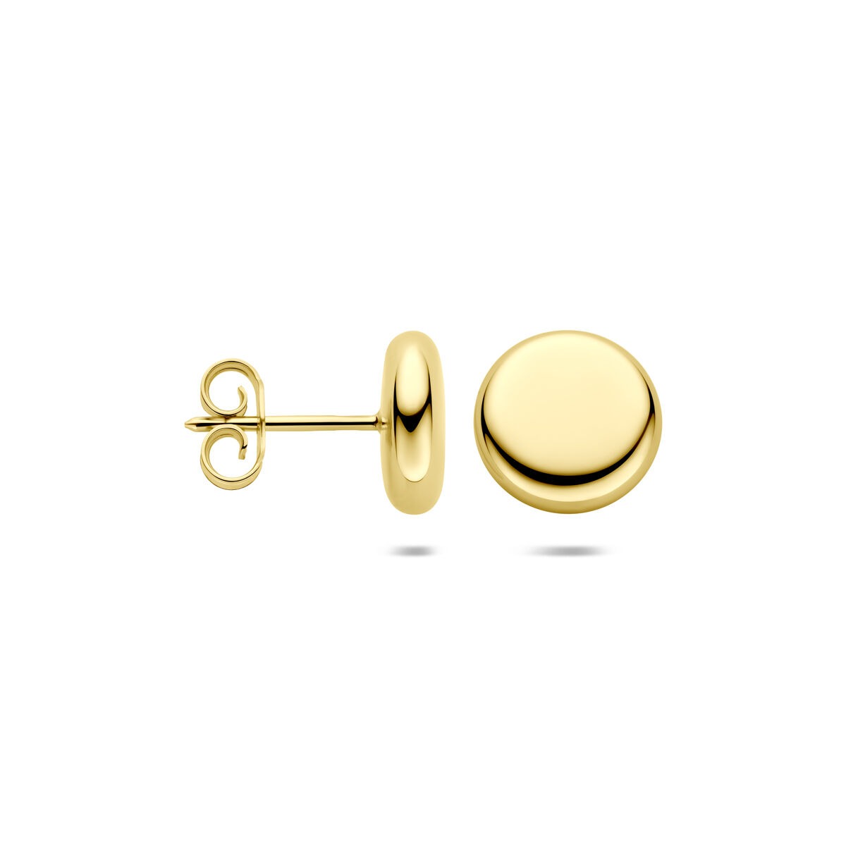 14k Geelgouden oorknoppen met een diameter van 10 mm.