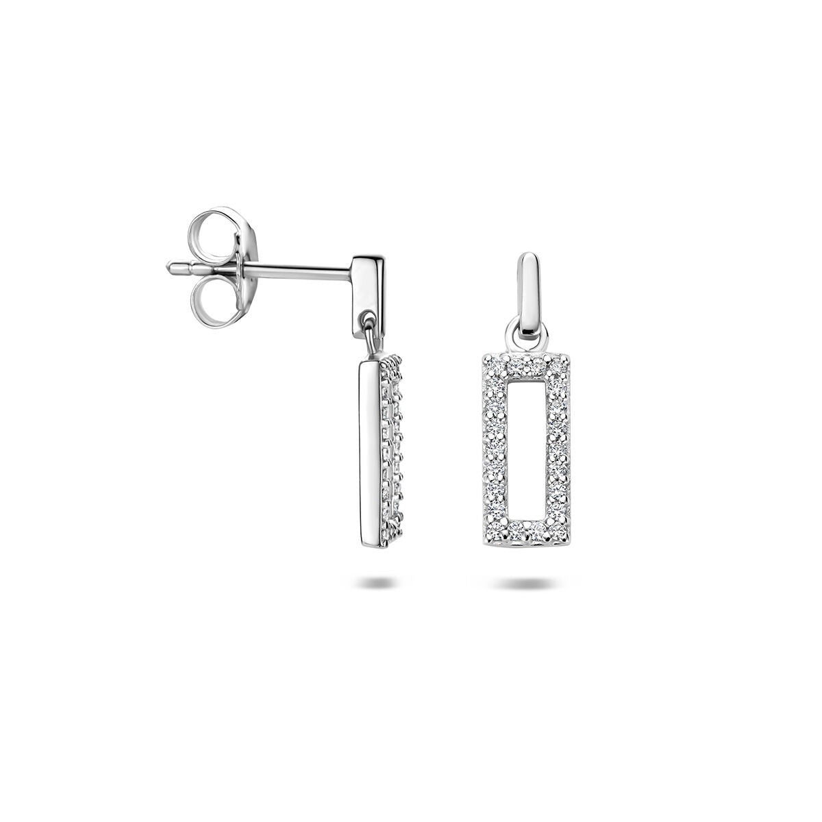 Gerhodineerd 925 zilveren oorhangers met zirkonia