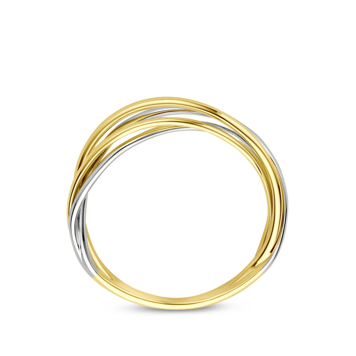 14k bicolor dames ring geel- en witgoud 5mm breed