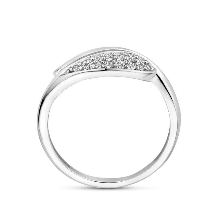 Zilveren ring met briljant geslepen zirkonia – gerhodineerd 925 zilver, 8,5 mm breed