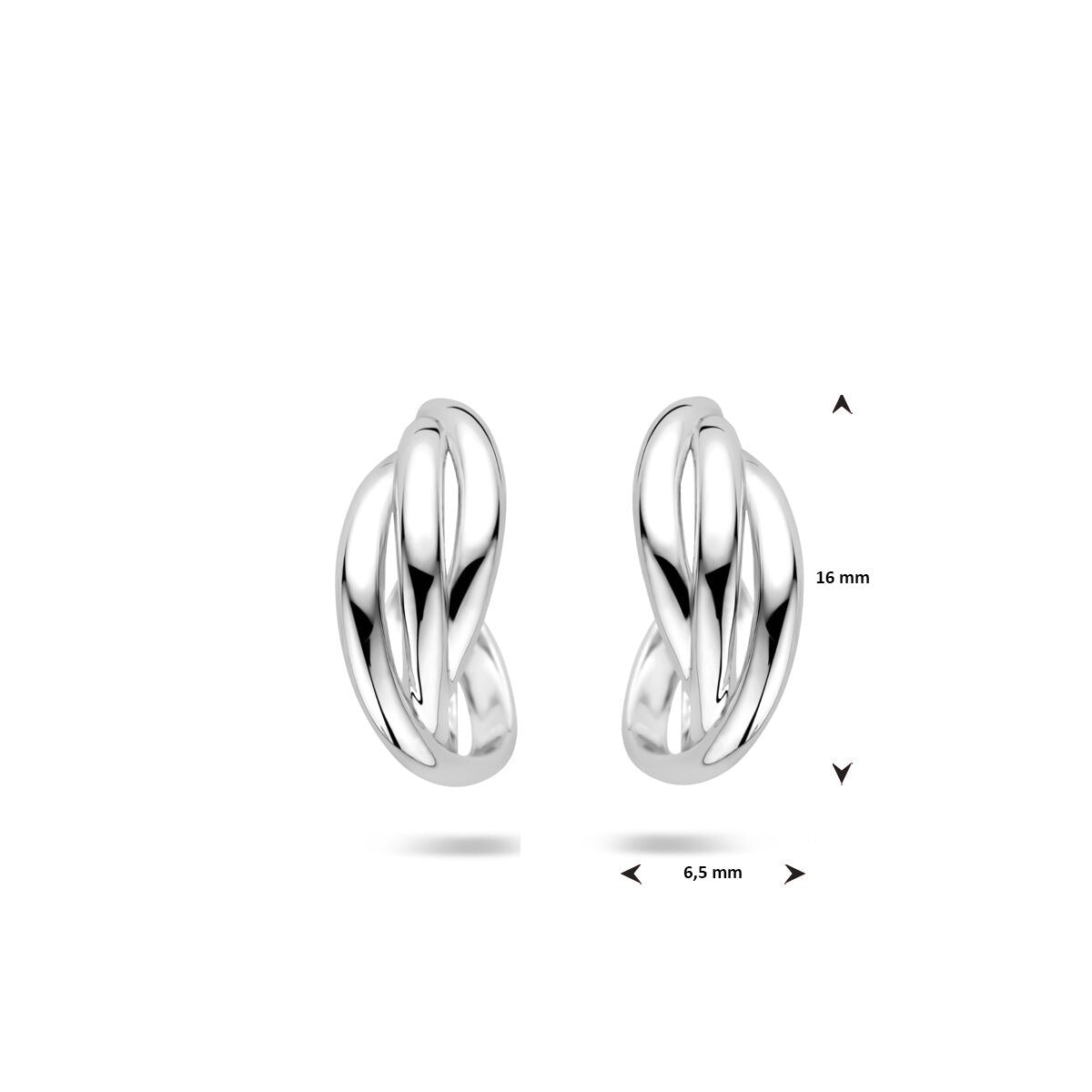Zilveren stekeroorringen gedraaid – gerhodineerd 925 zilver, 16 x 6.5 mm