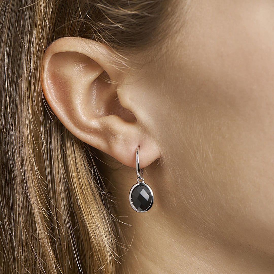 earrings onyx silver rhodium plated