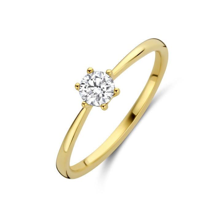 Gouden dames ring met lab grown diamant – 14k geelgoud