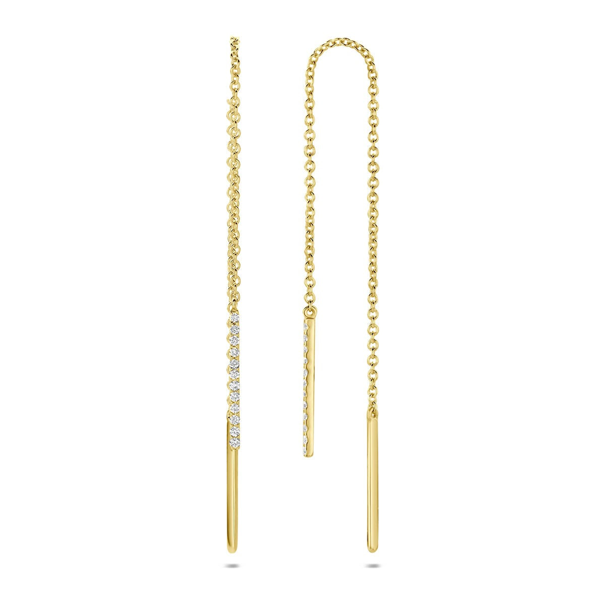 14k Geelgouden doortrekoorbellen met diamant