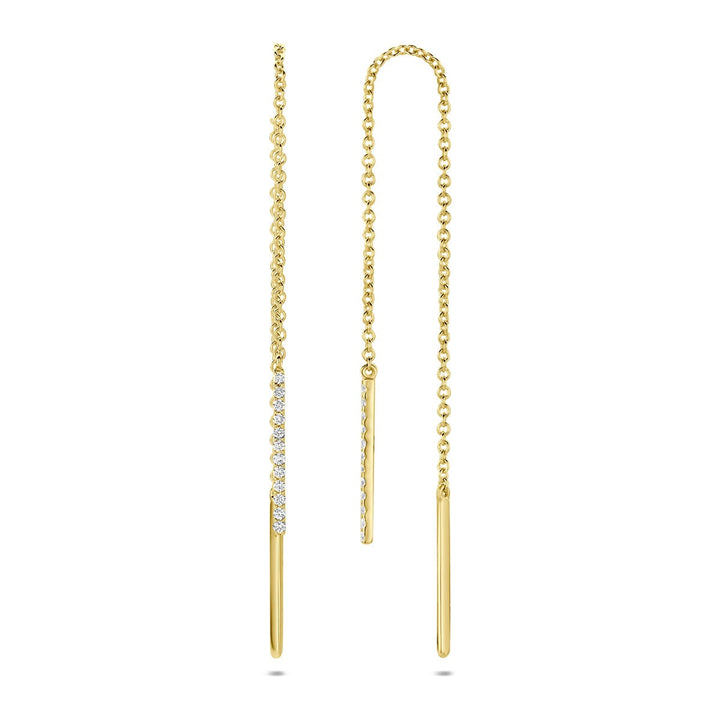 14k Geelgouden doortrekoorbellen met diamant