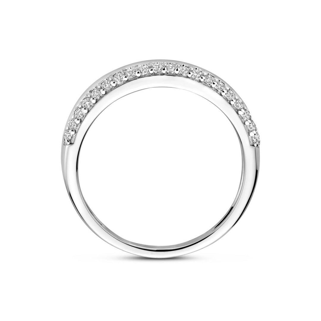 Gerhodineerd zilveren ring met transparante zirkonia 5mm