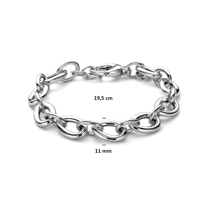 Zilveren dames armband – brede anker schakel in gerhodineerd zilver 11 mm 19,5 cm
