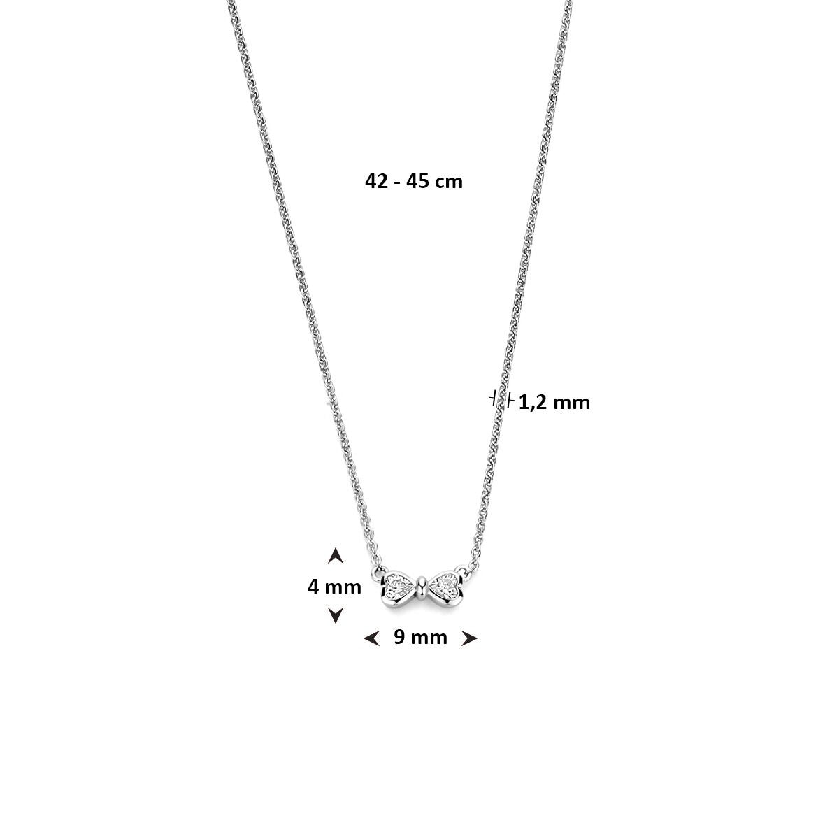 Zilveren ketting met zirkonia – hartvormig detail 42 - 45 cm
