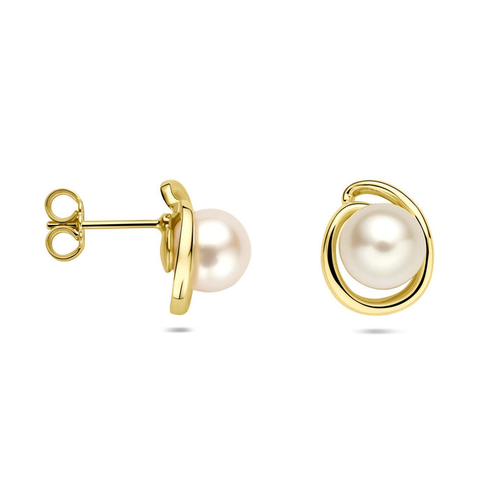 14k Geelgouden parel oorknoppen – 8 mm