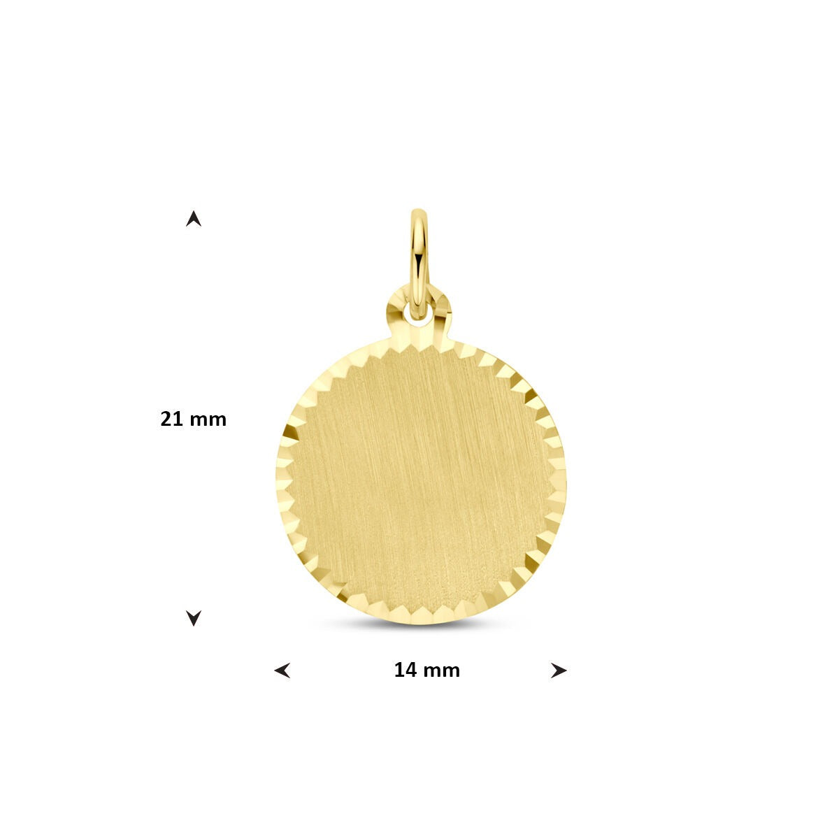 14k Geelgouden gediamanteerde graveerhanger dames