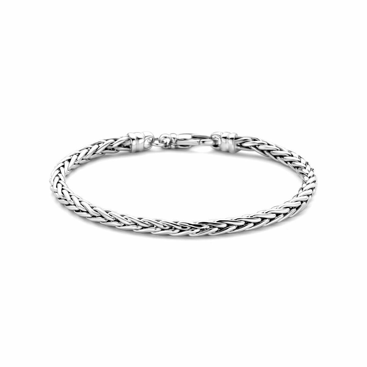 Zilveren armband in vossestaartdesign met gerhodineerde afwerking.