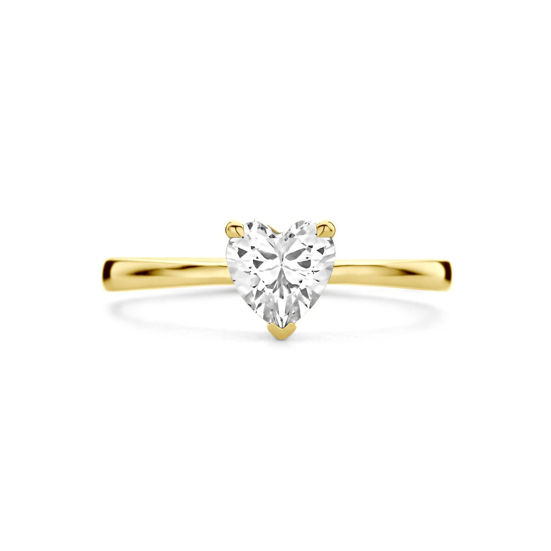 14k gouden ring met hartvormige zirkonia – 6 mm