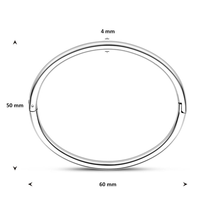 Stalen bangle dames met scharnier zilverkleurig 4 mm 60 mm