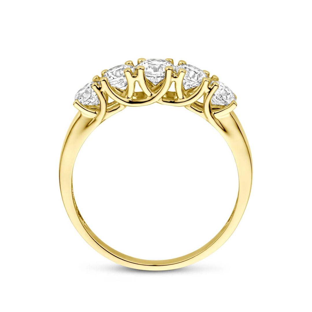 Gouden damesring met zirkonia – 14k geelgoud