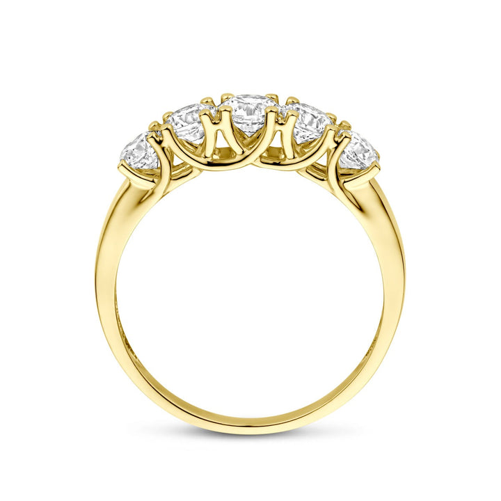 Gouden damesring met zirkonia – 14k geelgoud