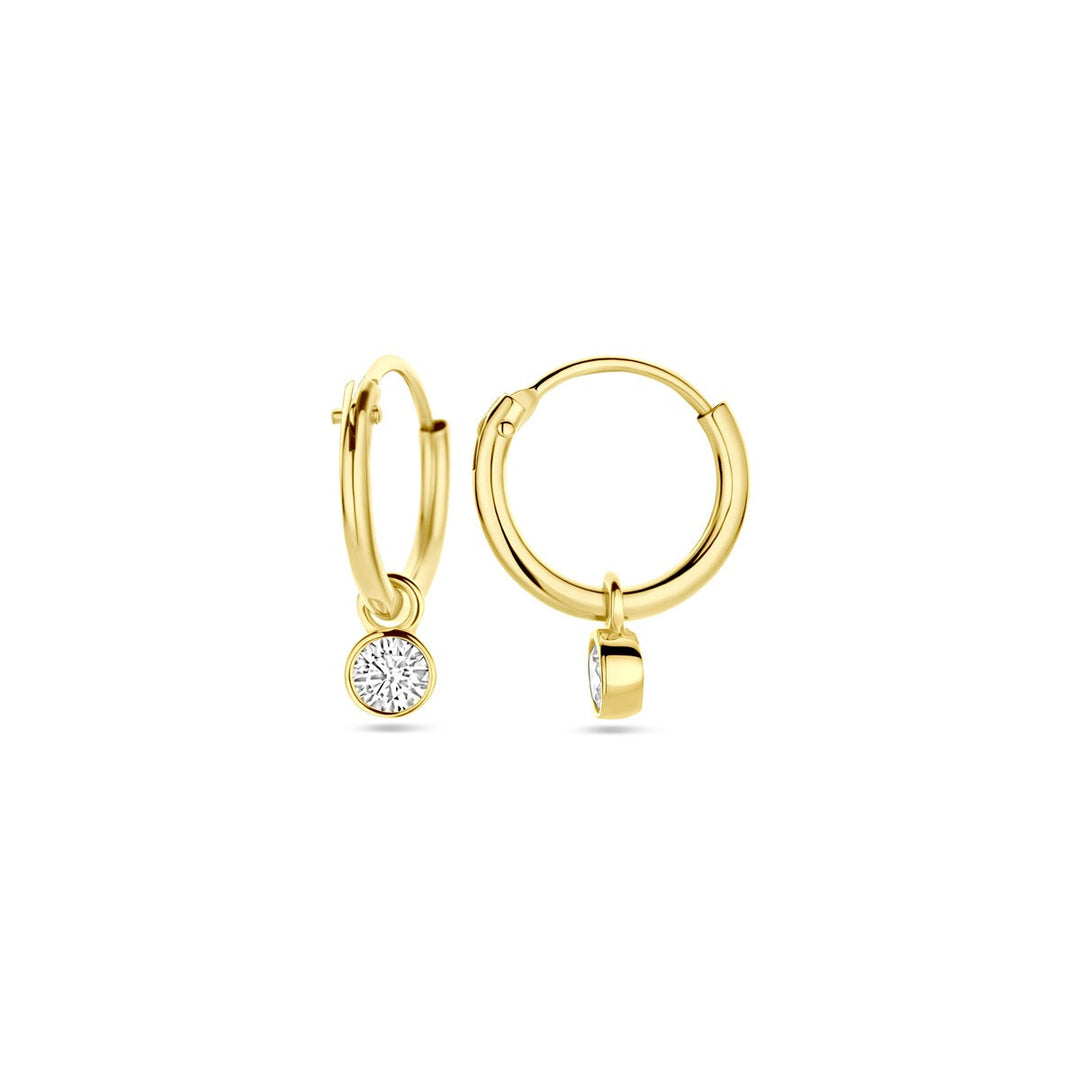 earrings with pendants zirconia 14K yellow gold