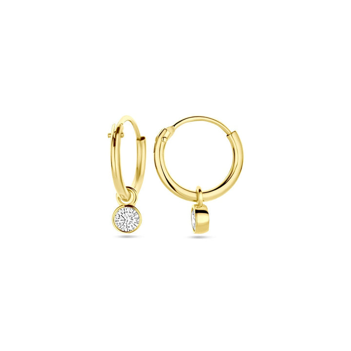 earrings with pendants zirconia 14K yellow gold