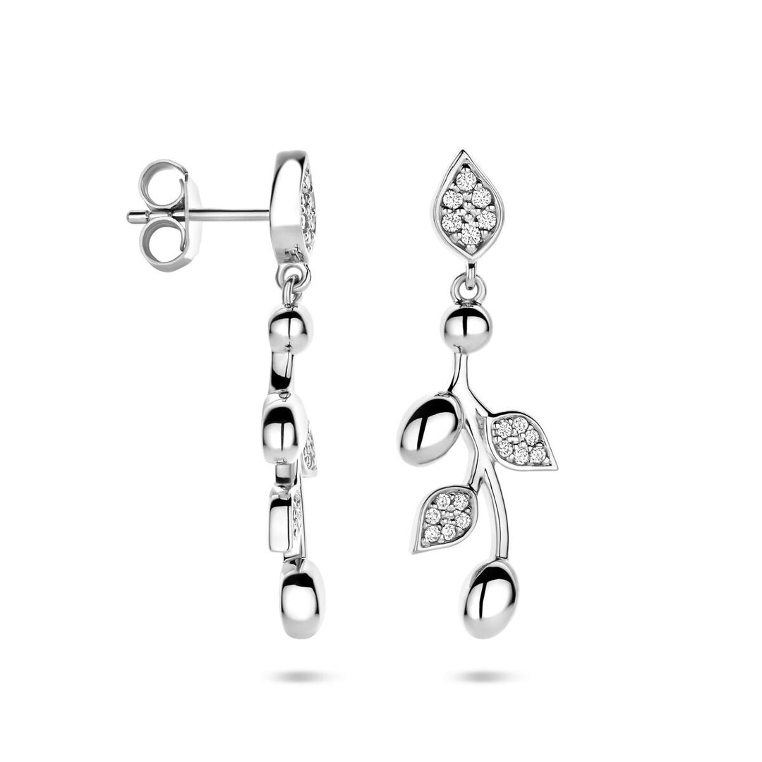 Zilveren oorhangers met zirkonia – gerhodineerd 925 zilver, 30 mm