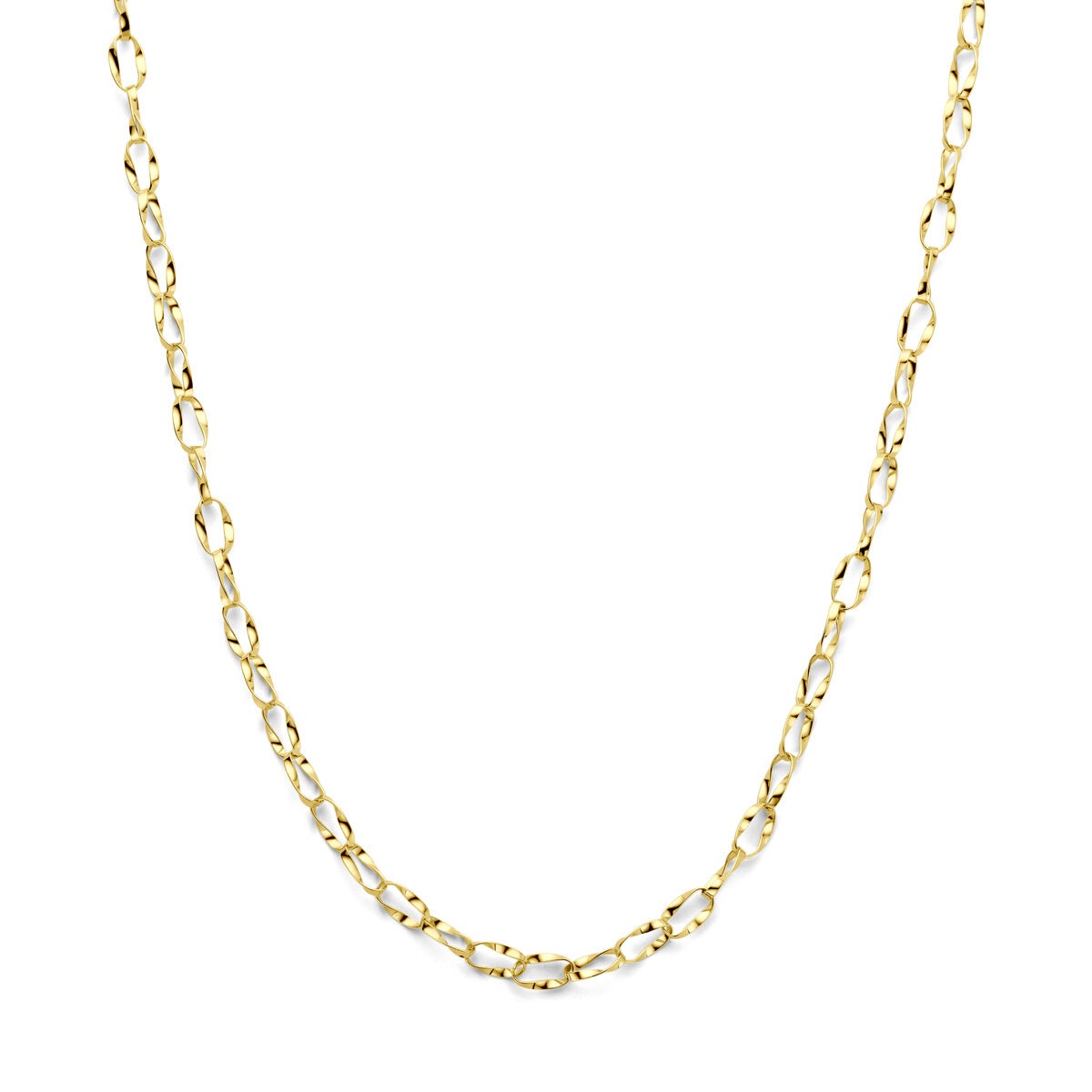 Gouden dames collier van 14k met anker schakels in een verfijnde afwerking.