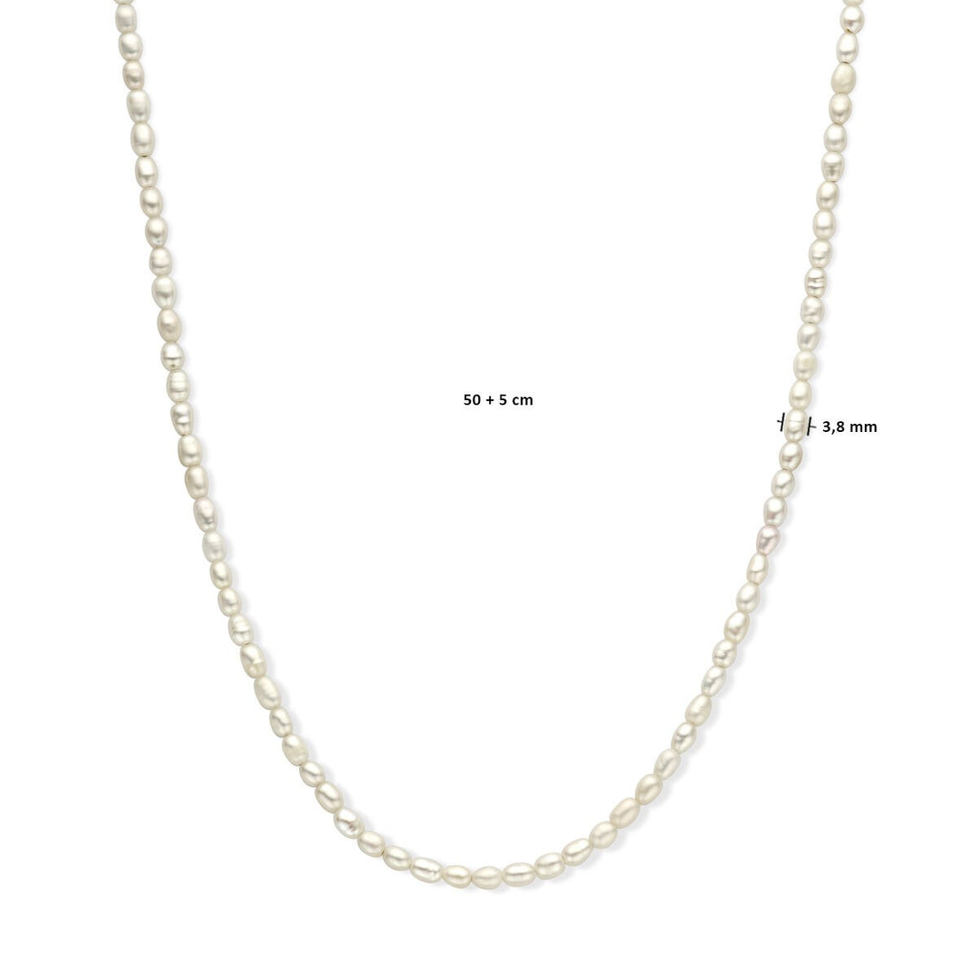 Goudkleurig verguld zilveren dames ketting – collier met zoetwaterparels