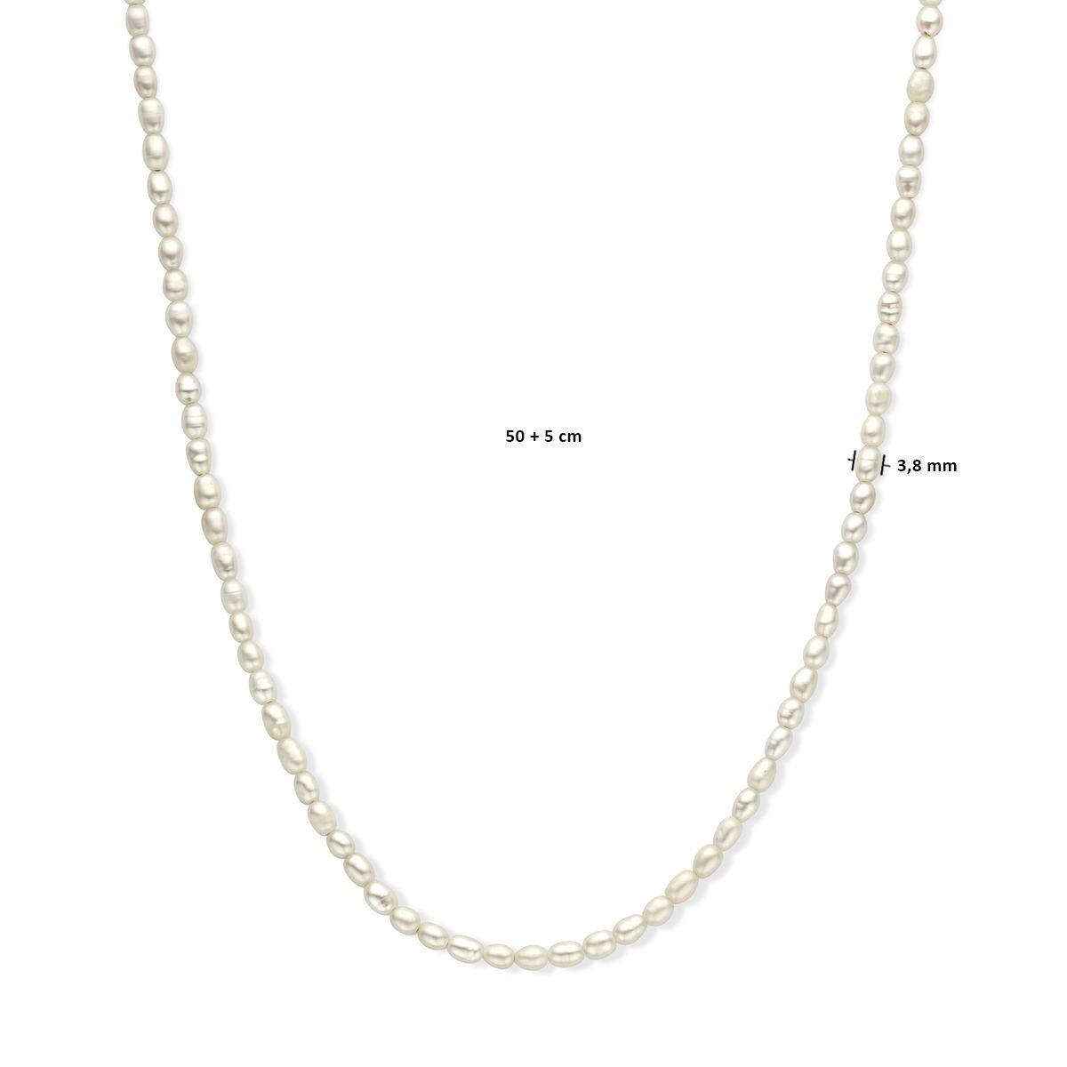 necklace pearl 3.8 mm 50 + 5 cm silver gold plated (yellow)