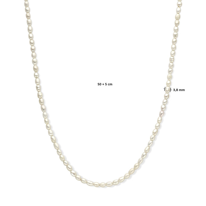 Goudkleurig verguld zilveren dames ketting – collier met zoetwaterparels