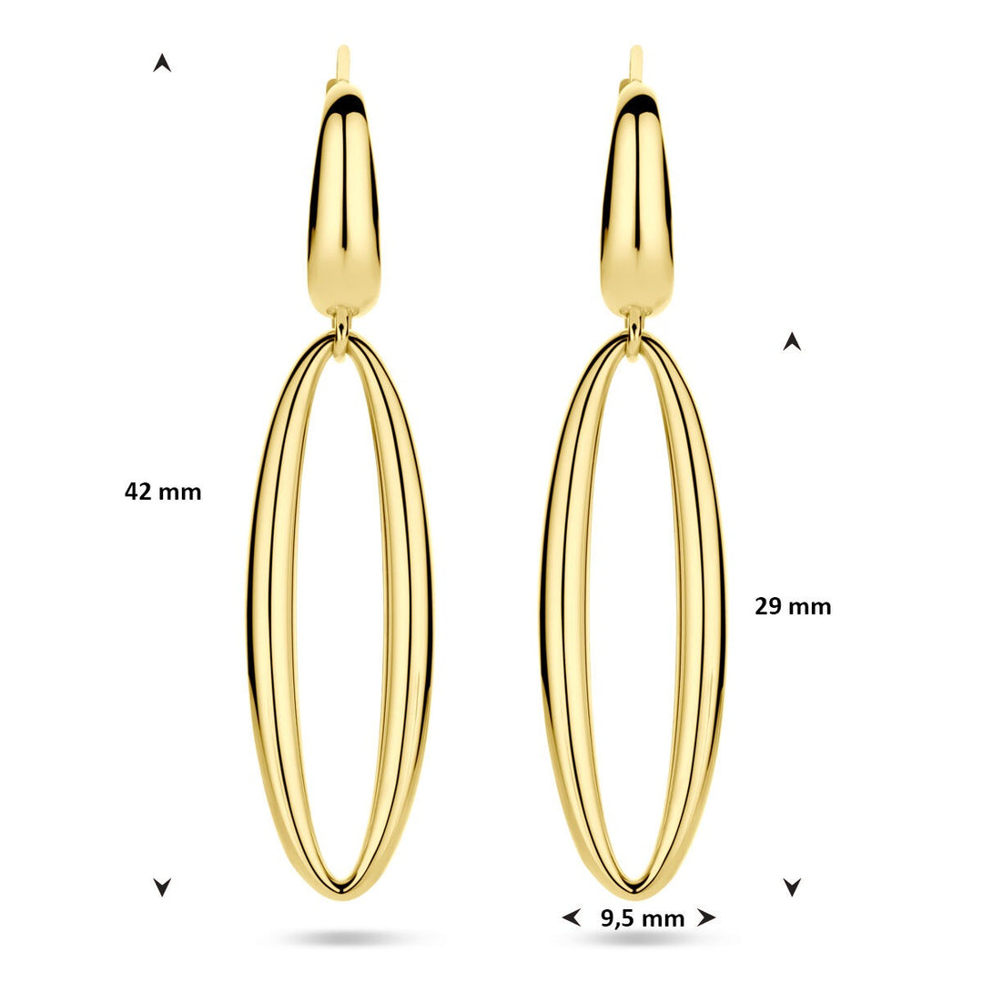 Gouden oorhangers dames – 14k geelgoud 42 mm lang
