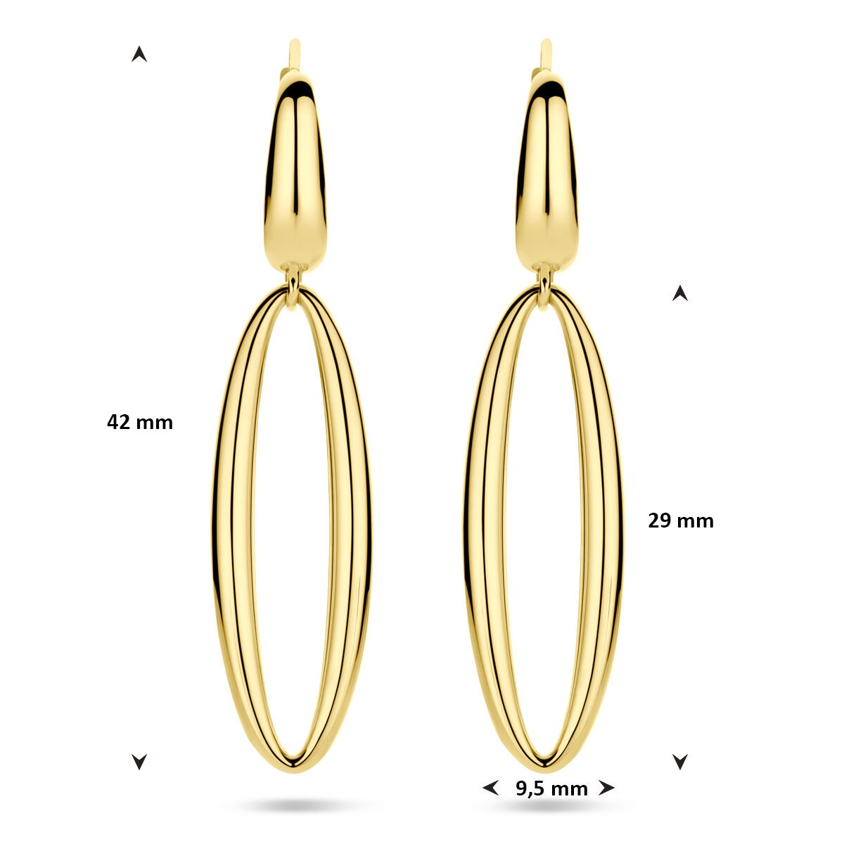 Gouden oorhangers dames – 14k geelgoud 42 mm lang
