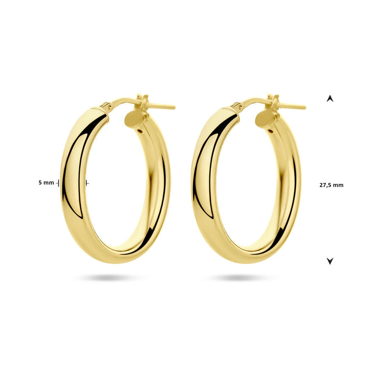 Vergulde zilveren oorringen dames – geelgoud op 925 zilver, half-rond 27,5 mm