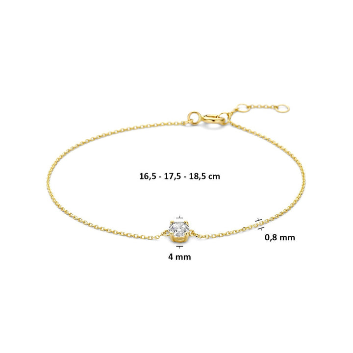 9k armband zirkonia 16,5 - 17,5 - 18,5 cm 9K geel kleurig