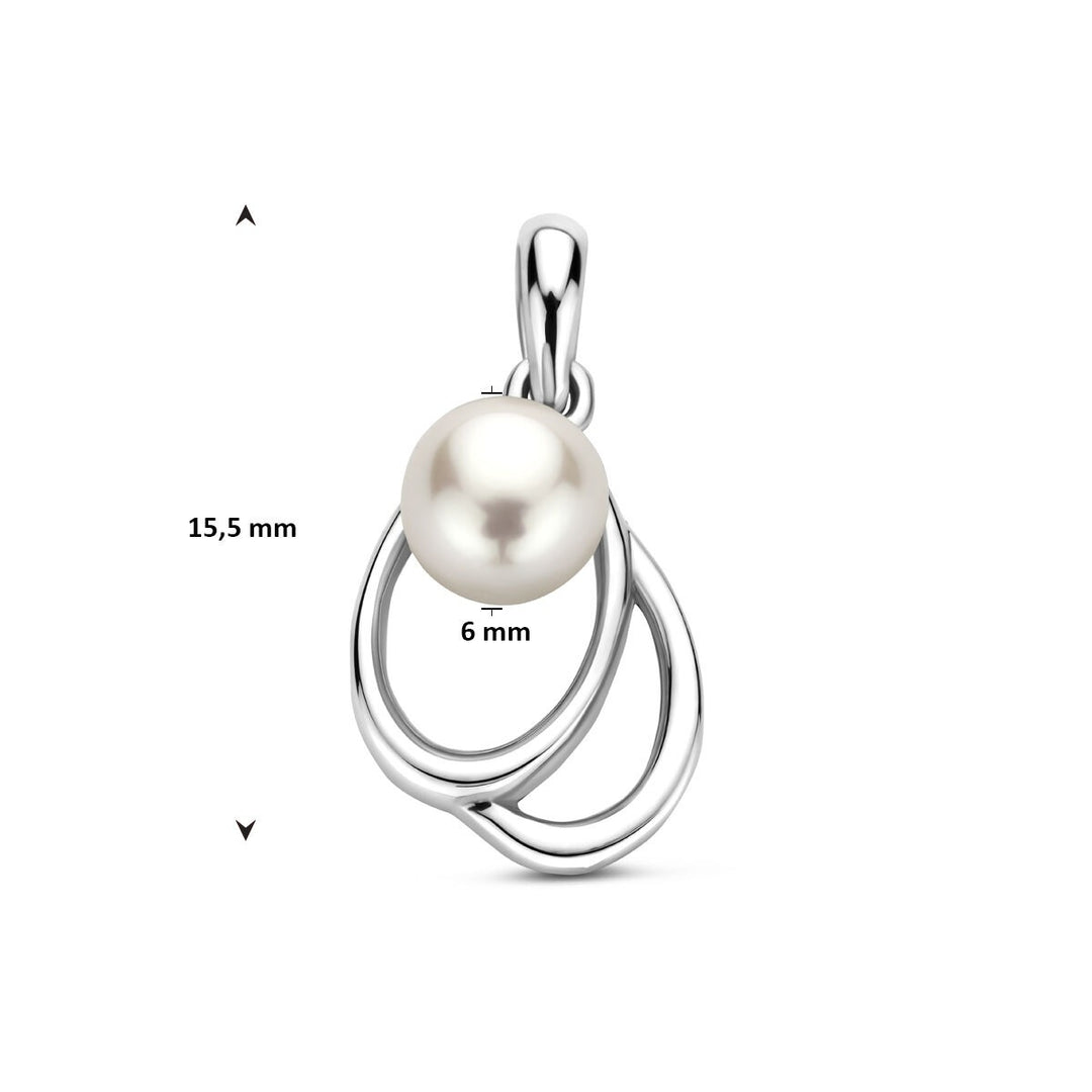 Zilveren hanger met parel – gerhodineerd 925 zilver 15,5 mm