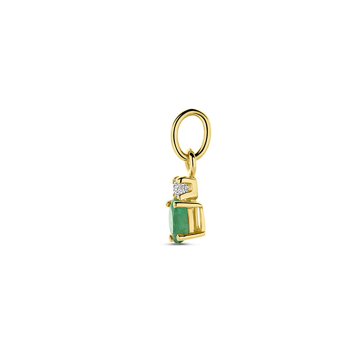 14k Geelgouden hanger met smaragd en zirkonia – 12 mm
