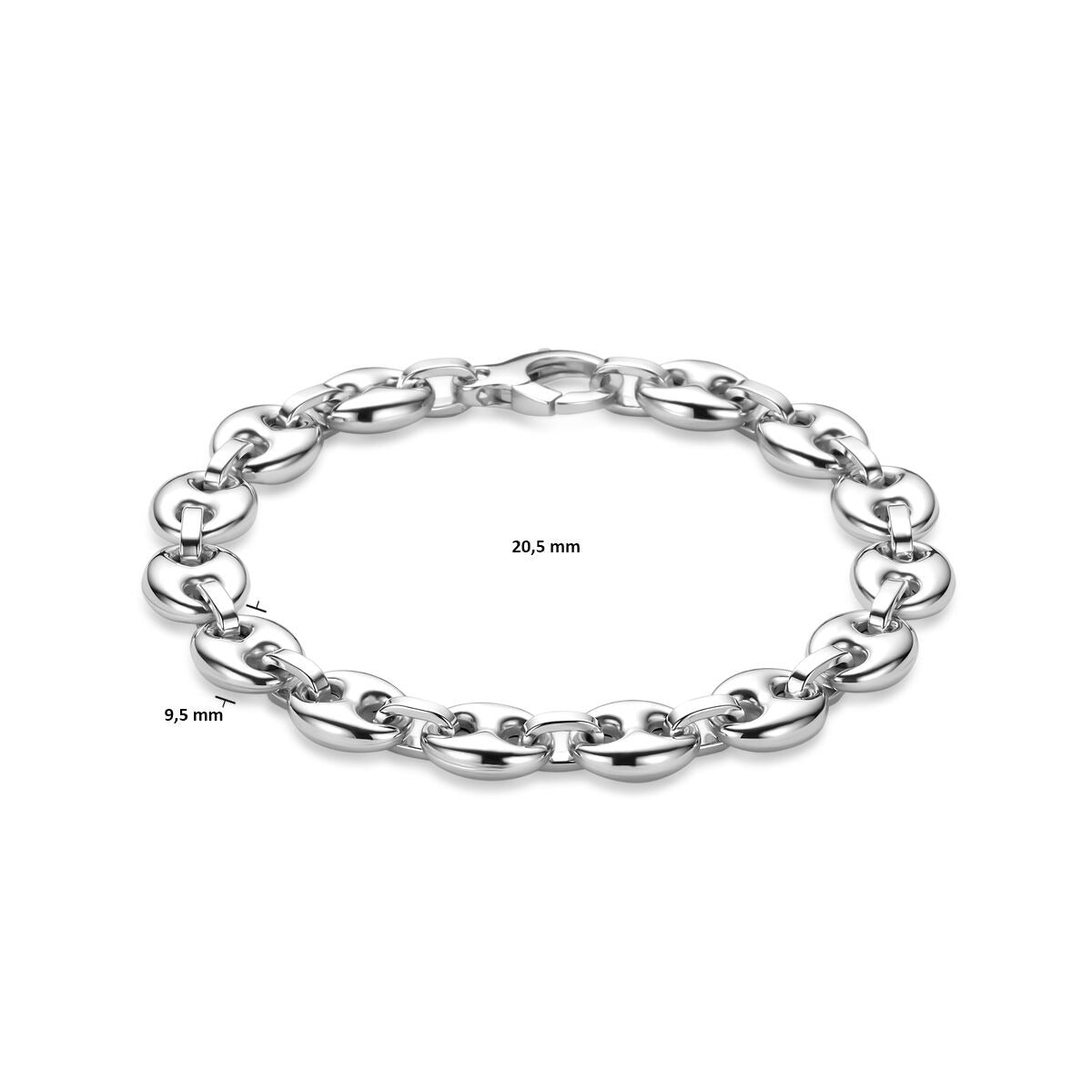 925 Gerhodineerd Zilveren Armband met Koffieboon Schakel