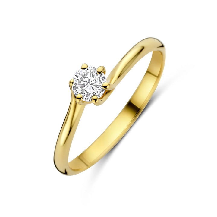 14k Geelgouden ring met lab grown diamant