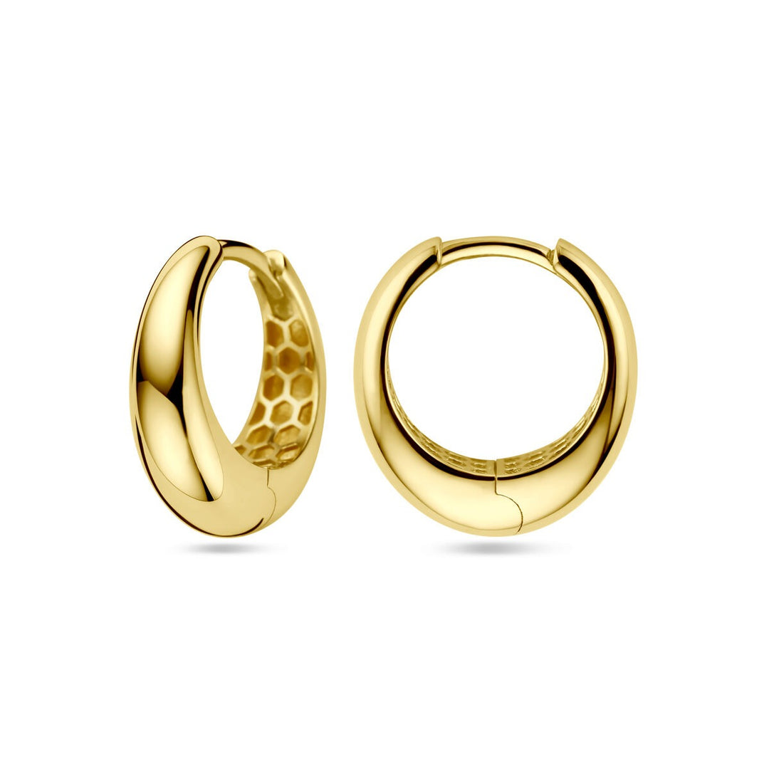9k Geelkleurige klapoorringen 14 mm