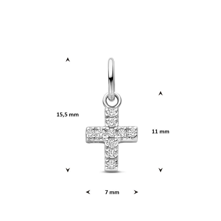 Zilveren hanger kruisvorm met zirkonia 15,5 mm