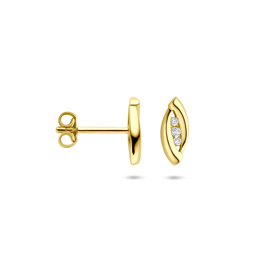 14k Geelgouden oorknoppen met zirkonia – sprankelend entourage ontwerp