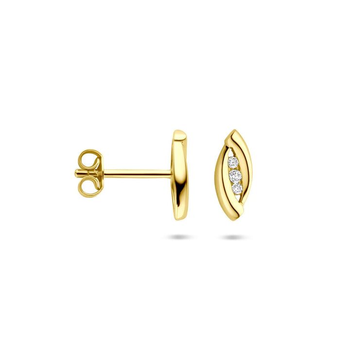 14k Geelgouden oorknoppen met zirkonia – sprankelend entourage ontwerp