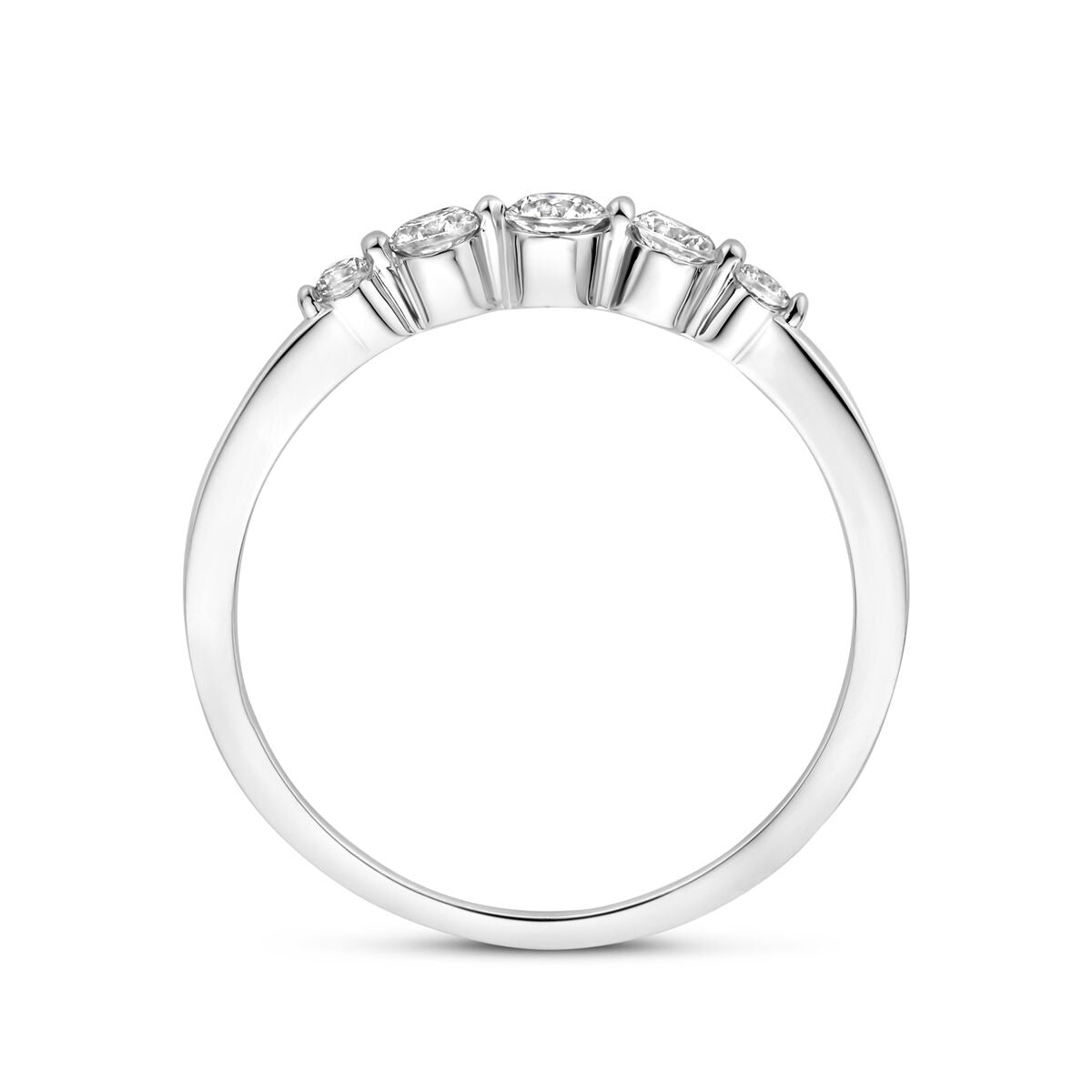 Zilveren ring met zirkonia – gerhodineerd 925 zilver, 3 mm breed